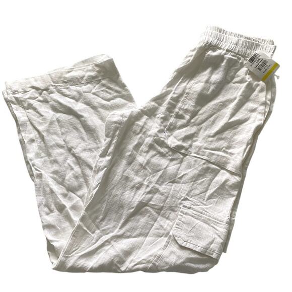 NWT Noisy May White Linen Cargo Pant Women's Size Small IMPERFECTIONS - Picture 1 of 10